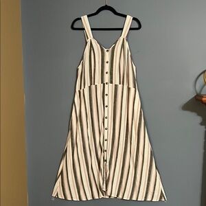 Terra & Sky Striped Linen Blend Midi Sundress